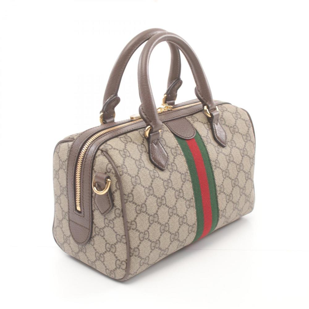 Gucci Multicolor Top GG Ophidia Tan Leather Small Handbag Brown Supreme Handle